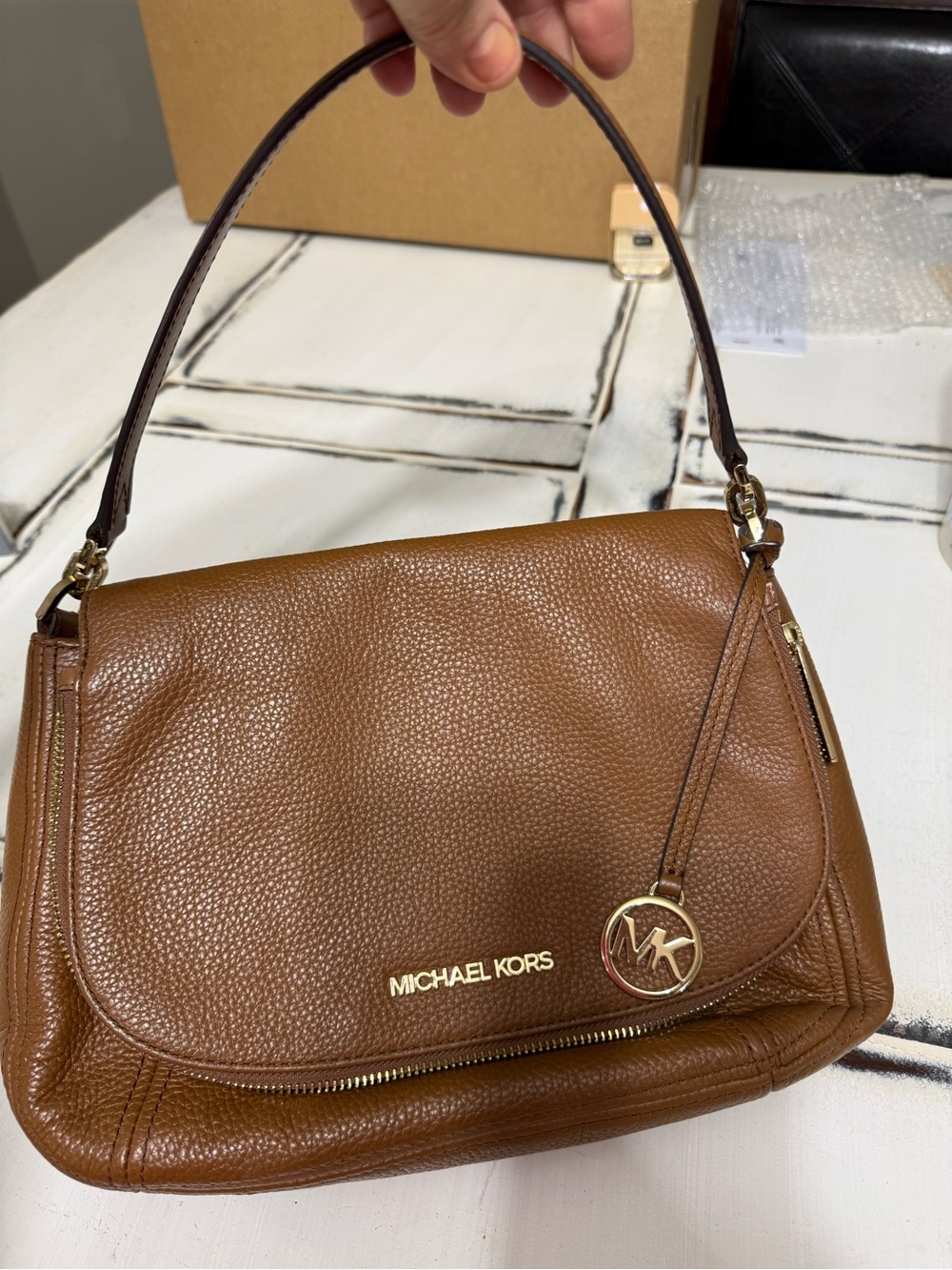 Michael Kors Bedford Medium Pebbled Leather Shoulder Bag,